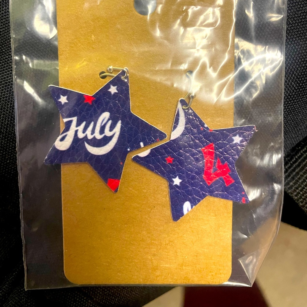 Fourth of July Handmade Leather Earrings